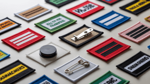 Various custom patch backing types arranged neatly.