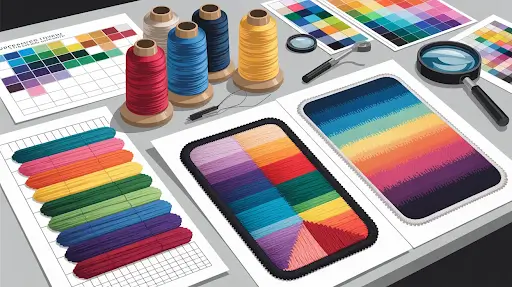 Multiple colour shade threads for patches