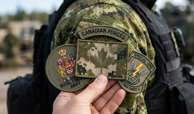 CADPAT Multi-Terrain (MT) patches on a military uniform.