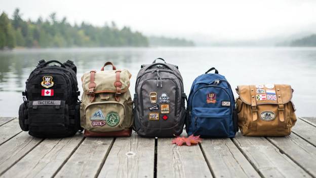 Velcro patches attached to different backpacks.
