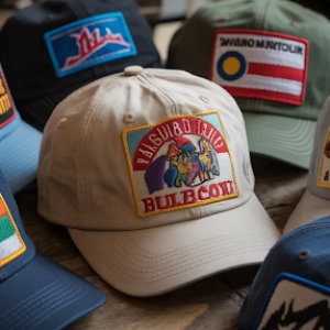 baseball caps and beanies with sew-on patches